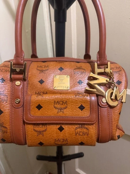 MCM Cognac Visetos Satchel with Gold Hardware - Picture 9 of 12